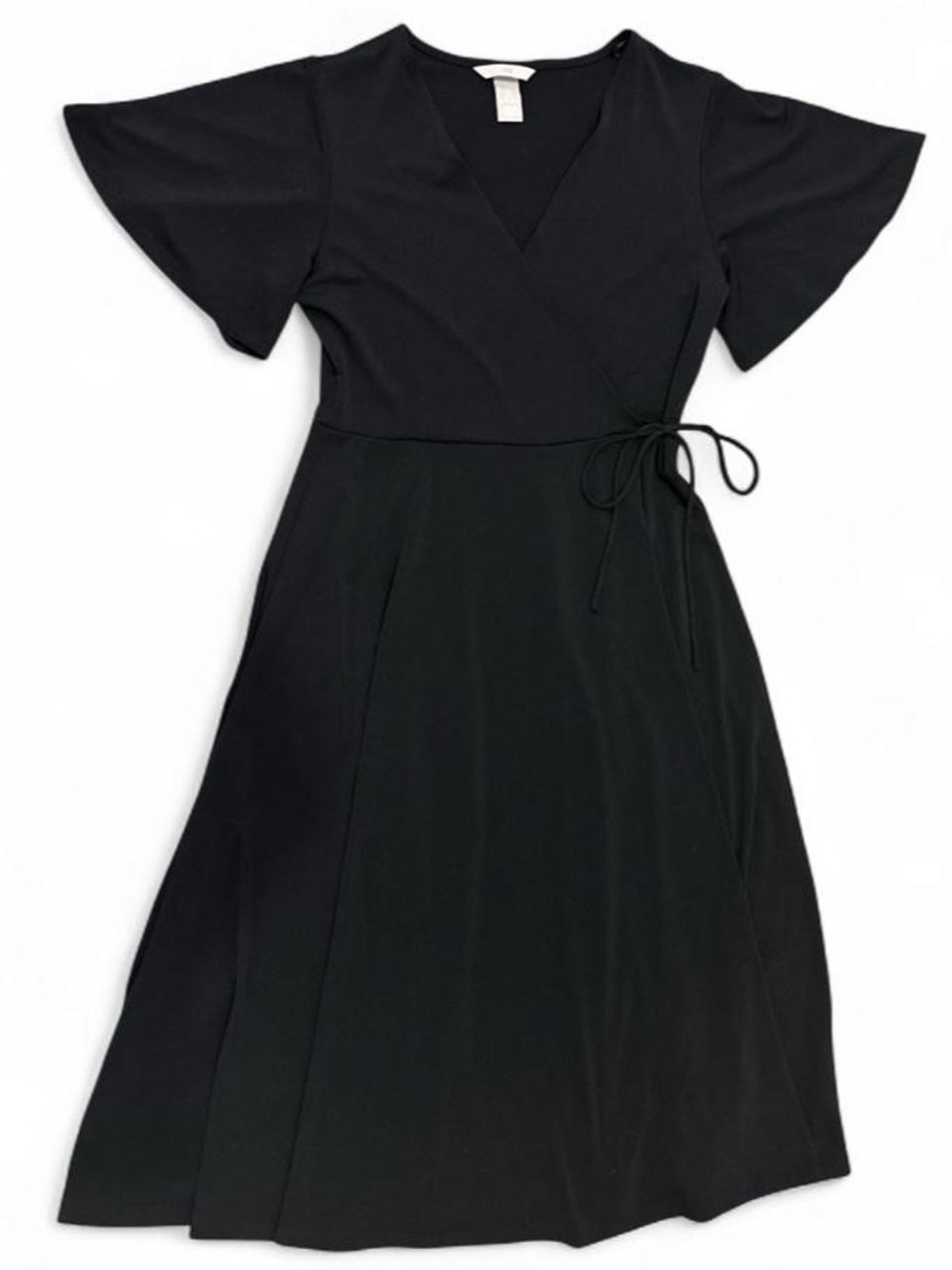 H&M Black Midi Dress with Flutter Sleeves